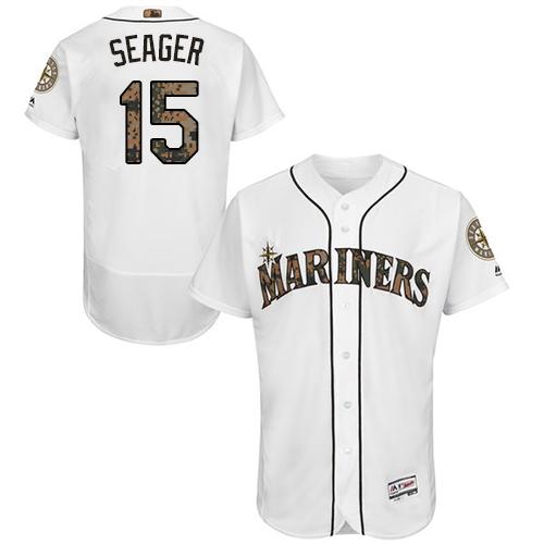 Mariners #15 Kyle Seager White Flexbase Authentic Collection Memorial Day Stitched MLB Jersey